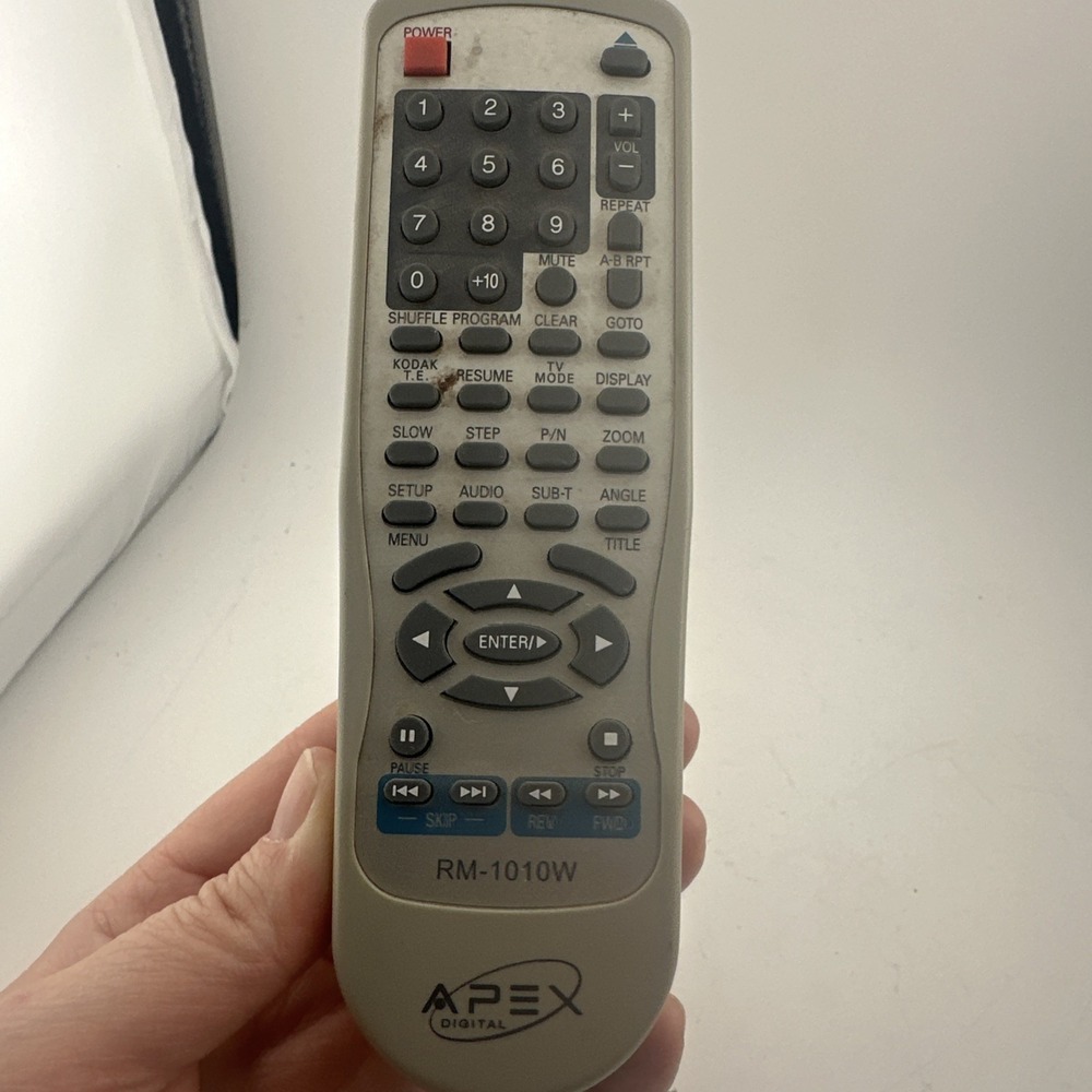 Apex Digital RM-1010W Remote Control for DVD Player Gray RM-1600 RM1010W